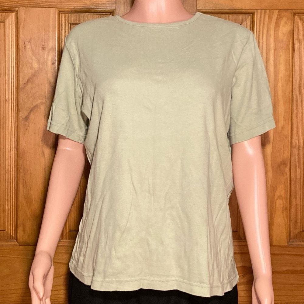 EUC Blair Vintage 90s Top Short Sleeve Blouse Tan Women's XL